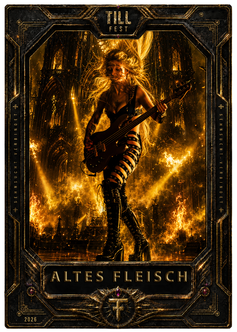 Sammelkarte „Altes Fleisch“ — Gitarristin in Flammen, Rarität Epic